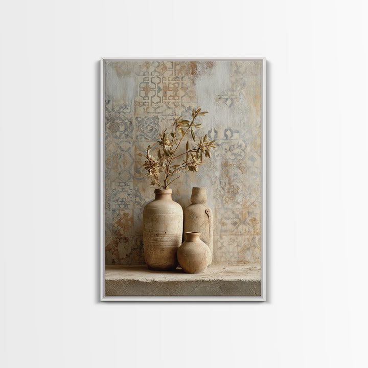 Tribal Neutral Pattern Framed Canvas Print, Boho Art, Printable, Living Room Decor, Fine Art, Bohemian, Abstract Wall Art, BOH-2x3-22