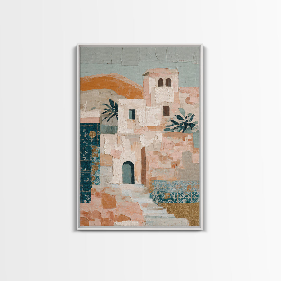 Sunrise over Rolling Dunes in Muted Peach Canvas Print, Boho Art, Abstract Art, Living Room Decor, Watercolor Art, Bohemian, BOH-2x3-29