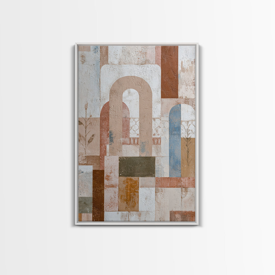 Hand Painted Moroccan Arch Framed Canvas Print, Boho Art, Digital Art, Living Room Decor, Fine Art, Bohemian, Printable Art, BOH-2x3-3