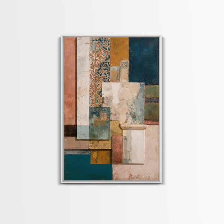 Organic Shape Collage Canvas Print, Boho Art, Home Decor, Living Room Decor, Abstract Art, Bohemian, Artwork, Wallart, BOH-2x3-32