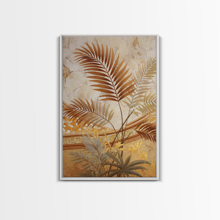 Terracotta Palm Leaves Framed Canvas Print, Boho Art, Digital Print, Living Room Decor, Fine Art, Bohemian, Gallery Decor, BOH-2x3-37