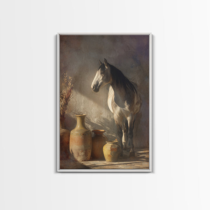 Wild Horse in Dusty Golden Light Canvas Print, Boho Art, Printable Wall Art, Living Room Decor, Bohemian, Abstract Wall Art, BOH-2x3-40