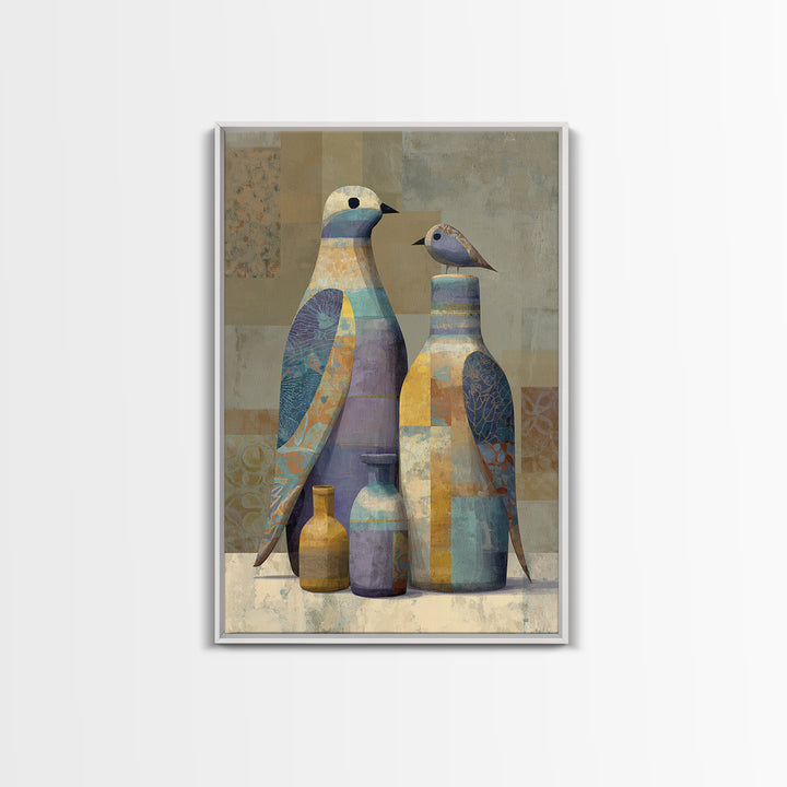 Boho Bird Pair Framed Canvas Print, Boho Art, Boho, Living Room Decor, Fine Art, Bohemian, Wall Art Print, Modern Wall Art, BOH-2x3-52