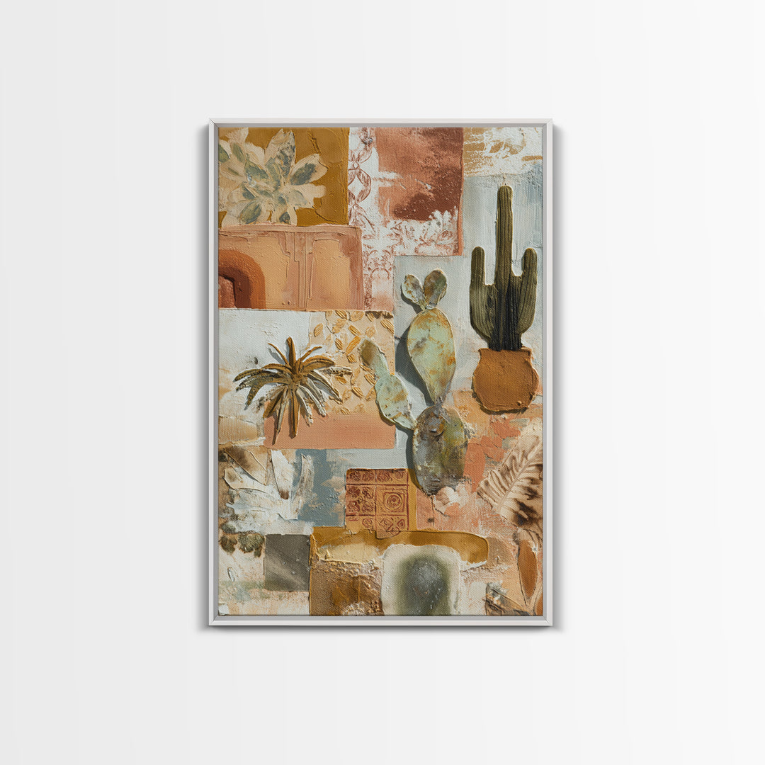 Desert Sun with Cactus and Warm Clay Canvas Print, Boho Art, Set of 3 Prints, Living Room Decor, Fine Art, Bohemian, BOH-2x3-57