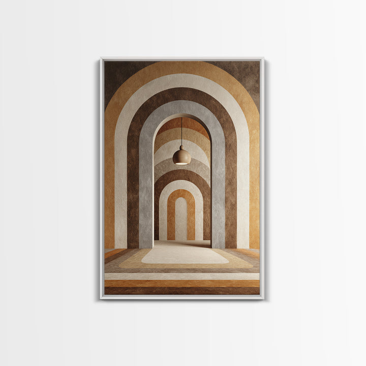 Neutral Rainbow Arches Framed Canvas Print, Boho Art, Boho Decor, Living Room Decor, Abstract Art, Bohemian, Textured Painting, BOH-2x3-59