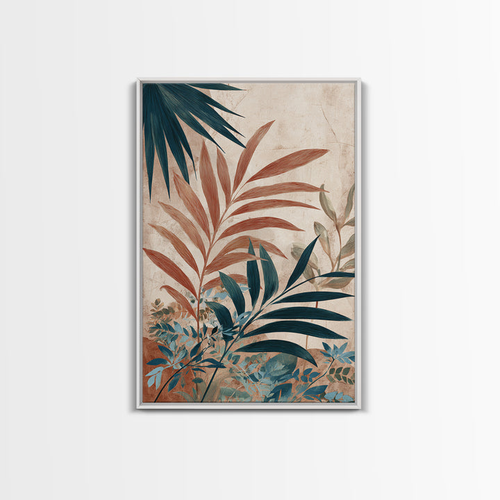 Terracotta Palm Leaves Canvas Print, Boho Art, Wall Art Print, Living Room Decor, Fine Art, Bohemian, Luxury Decor, BOH-2x3-61