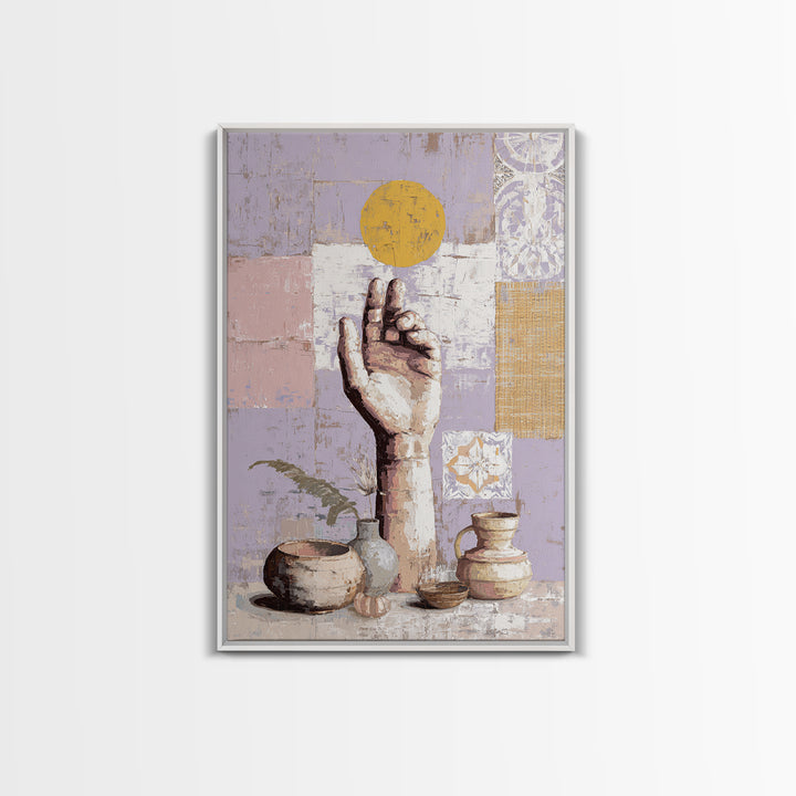 Mystic Hand Holding a Tiny Sun Canvas Print, Boho Art, Canvas Art, Living Room Decor, Abstract Art, Bohemian, Wall Art Set, BOH-2x3-62