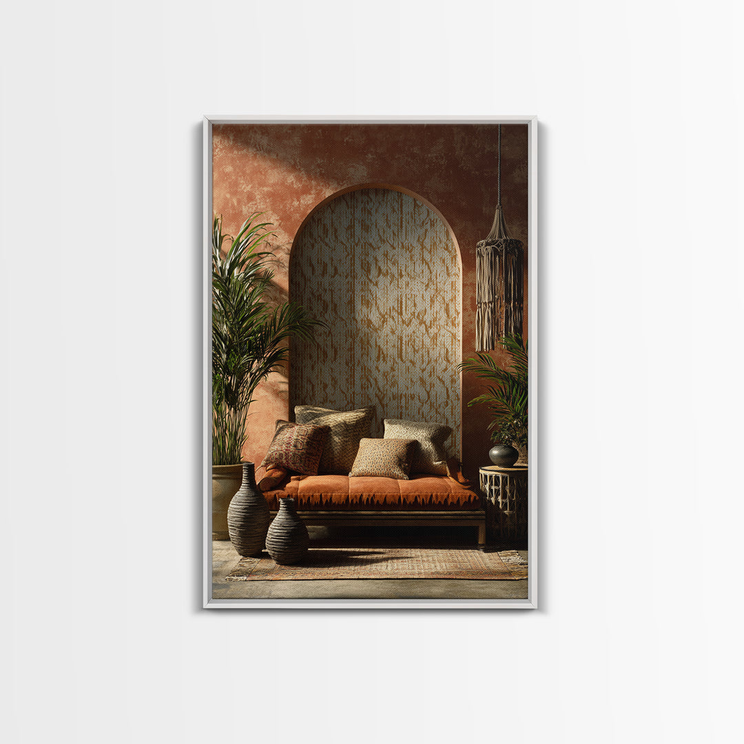 Macrame Geometric Fringe Pattern Framed Canvas Print, Boho Art, Living Room Wall Art, Living Room Decor, Abstract Art, Bohemian, BOH-2x3-63