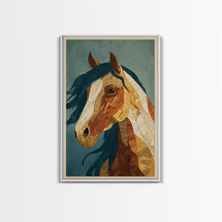 Wild Horse in Dusty Golden Light Framed Canvas Print, Boho Art, Wallart, Living Room Decor, Bohemian, Living Room Wall Art, BOH-2x3-64