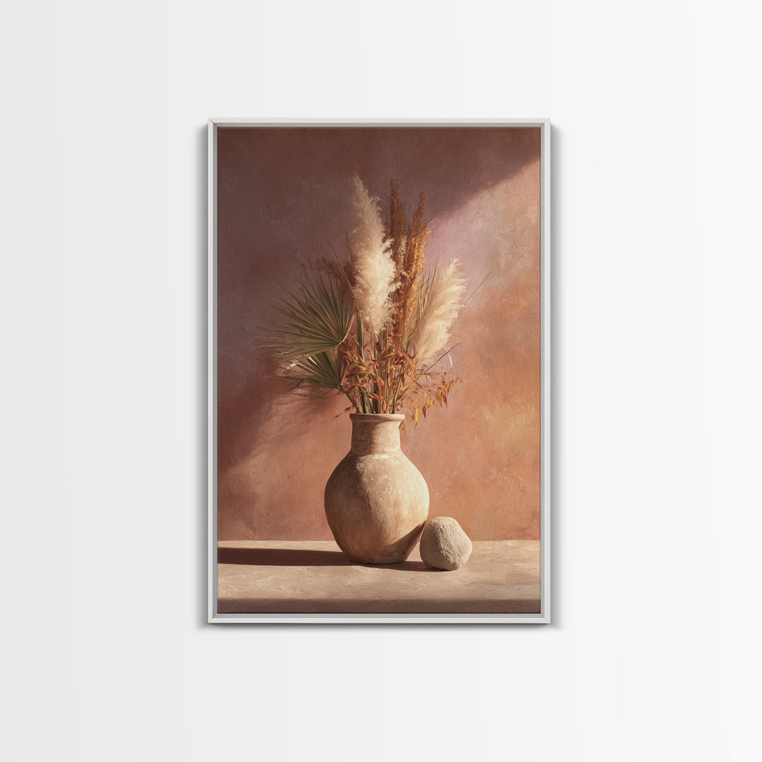 Bohemian Vase with Dried Pampas Grass Canvas Print, Boho Art, Modern Wall Art, Living Room Decor, Fine Art, Bohemian, BOH-2x3-65