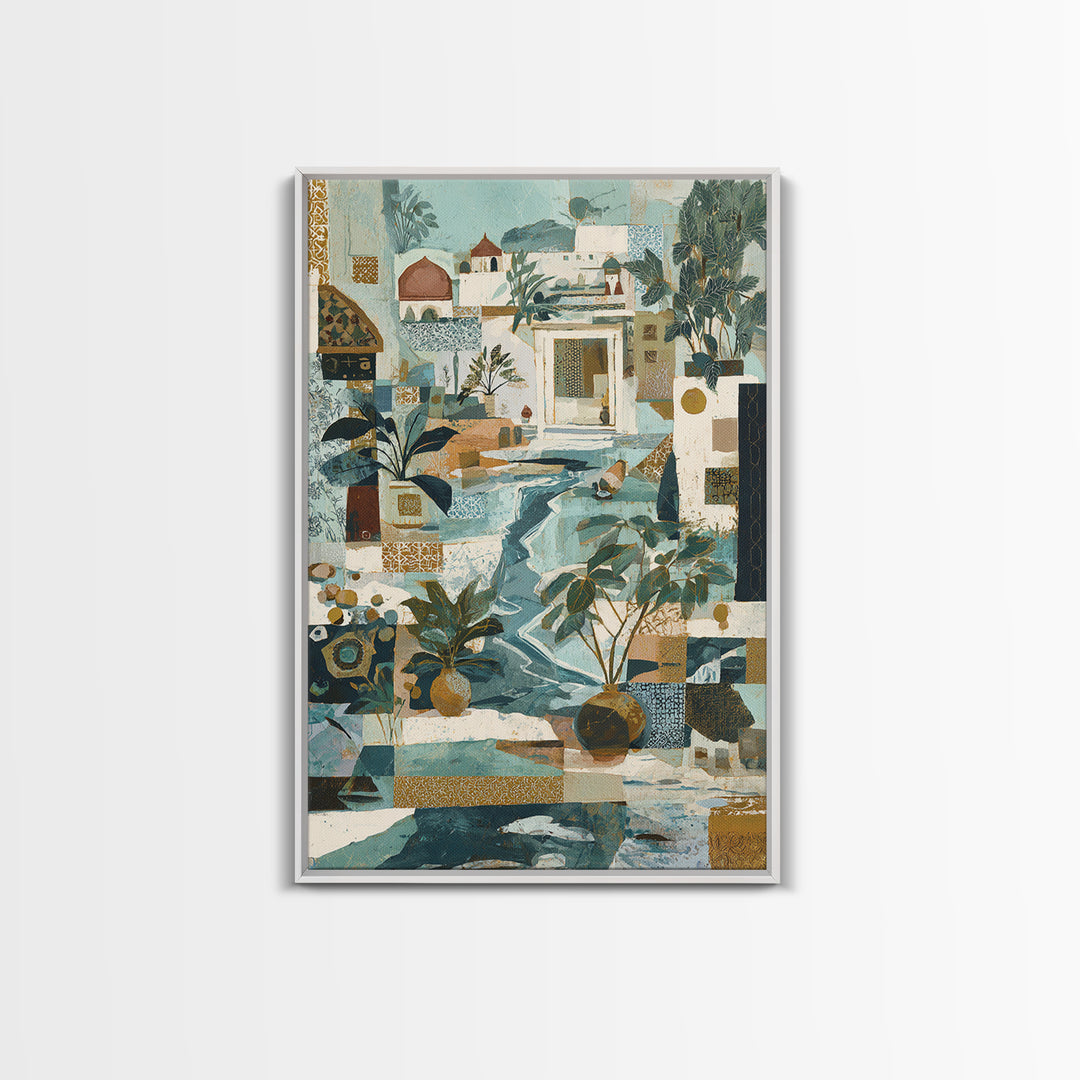 Earth Tone Mountain and River Abstraction Canvas Print, Boho Art, Wall Print, Living Room Decor, Bohemian, Minimalist Decor, BOH-2x3-67