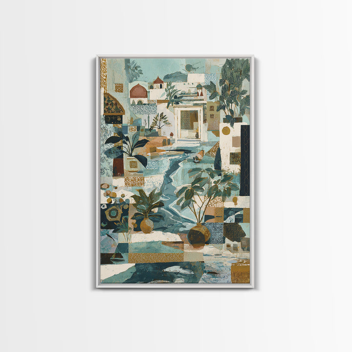 Earth Tone Mountain and River Abstraction Canvas Print, Boho Art, Wall Print, Living Room Decor, Bohemian, Minimalist Decor, BOH-2x3-67