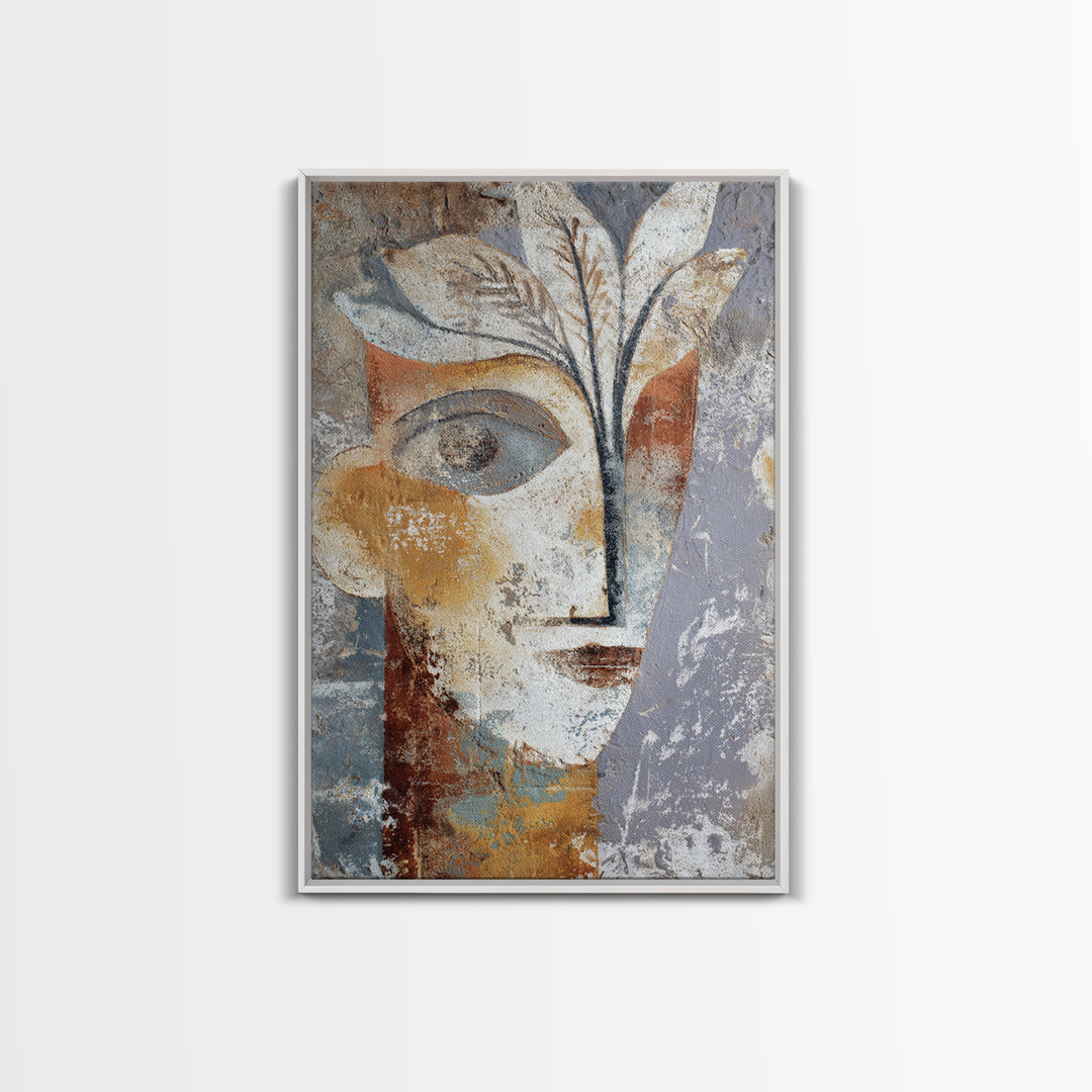 Minimal Black Line Figure Framed Canvas Print, Boho Art, Living Room Wall Art, Living Room Decor, Oil Painting, Bohemian, BOH-2x3-68