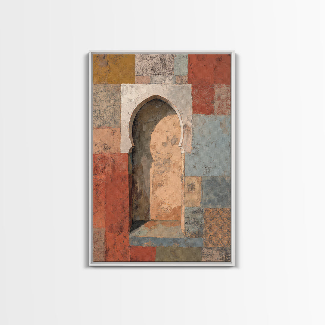 Hand Painted Moroccan Arch Framed Canvas Print, Boho Art, Wall Art Set, Living Room Decor, Fine Art, Bohemian, Home Decor, BOH-2x3-75