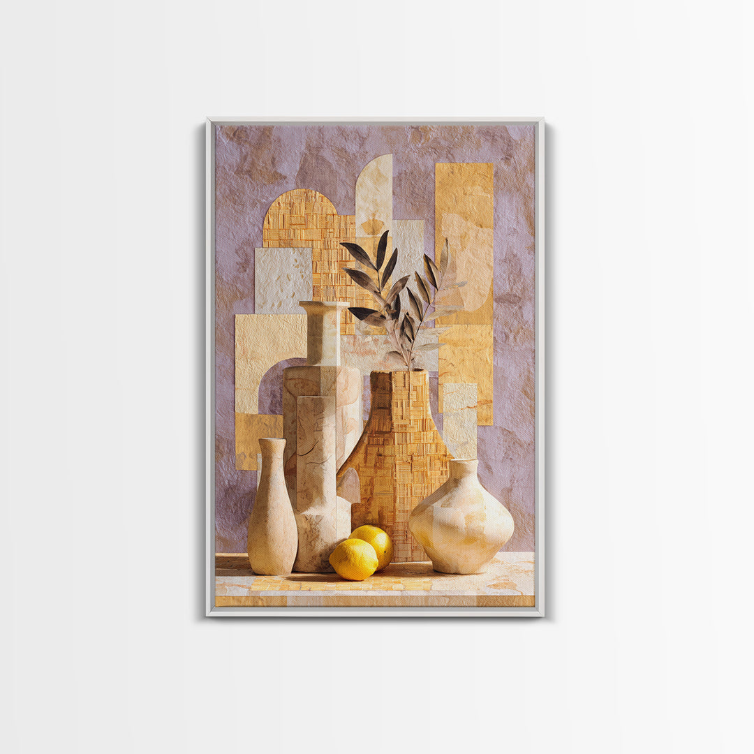 Organic Shape Collage Framed Canvas Print, Boho Art, Room Decor, Living Room Decor, Abstract Art, Bohemian, Printable, BOH-2x3-8