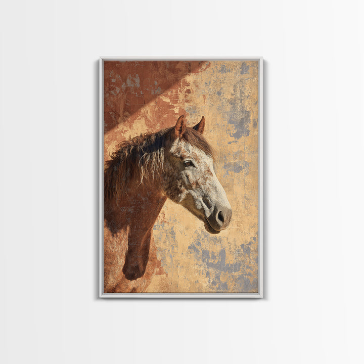 Wild Horse in Dusty Golden Light Framed Canvas Print, Boho Art, Boho Decor, Living Room Decor, Fine Art, Bohemian, BOH-2x3-88