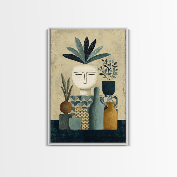 Minimal Black Line Figure Framed Canvas Print, Boho Art, Printable, Living Room Decor, Fine Art, Bohemian, Abstract Wall Art, BOH-2x3-92
