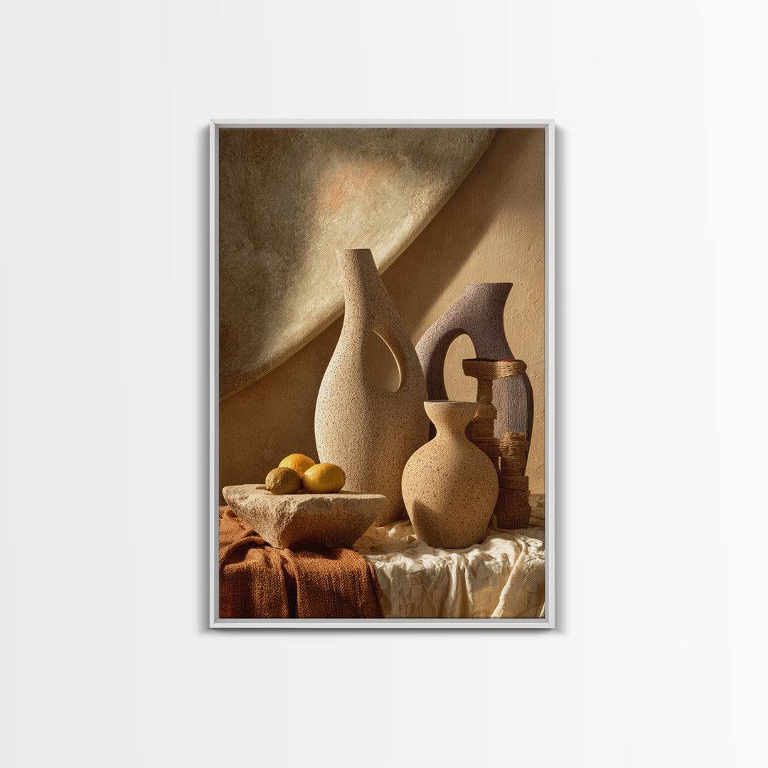 Abstract Clay Shapes Canvas Print, Boho Art, Wall Print, Living Room Decor, Abstract Art, Bohemian, Minimalist Decor, BOH-2x3-96