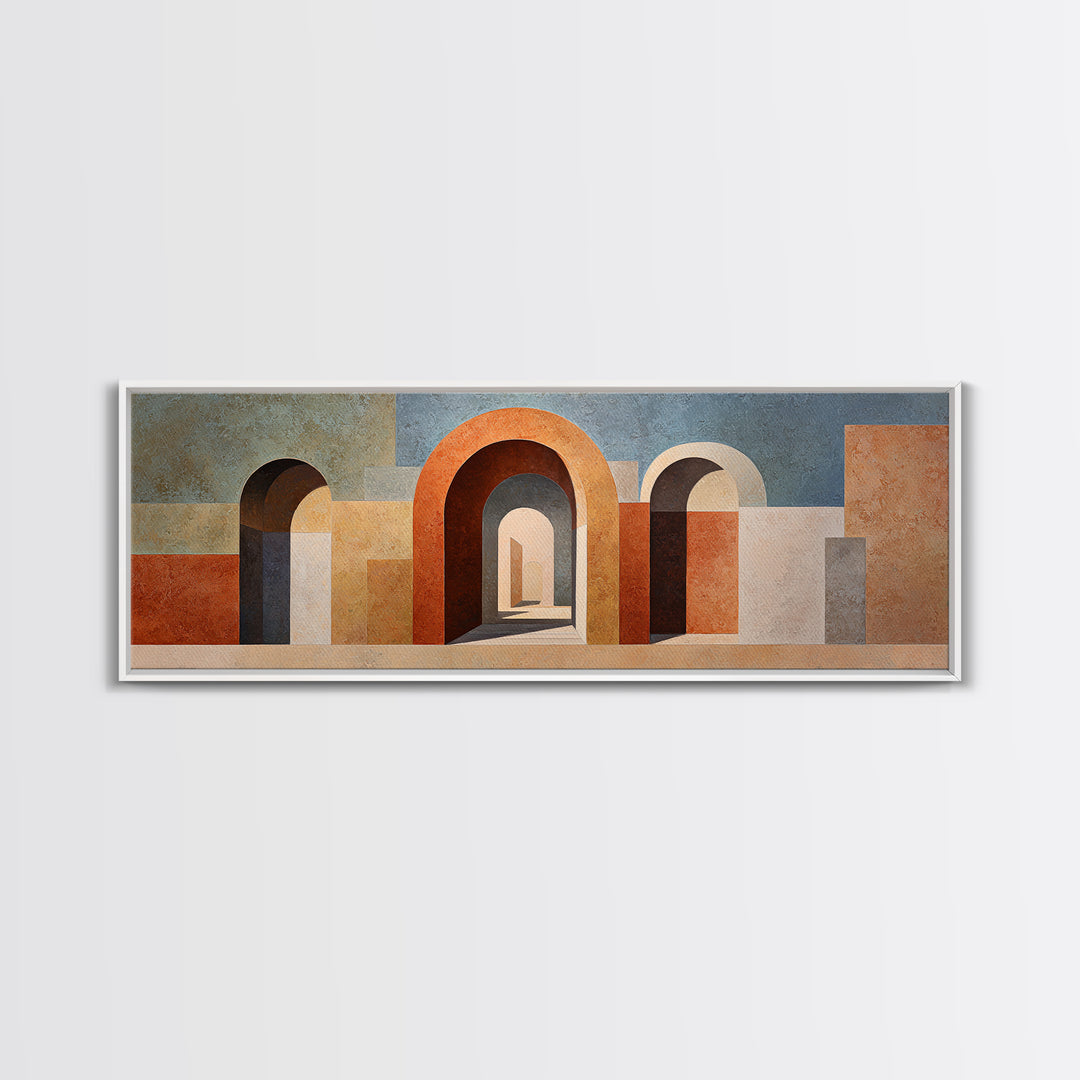 Neutral Rainbow Arches Canvas Print, Boho Art, Minimalist Decor, Living Room Decor, Abstract Art, Bohemian, Digital Wall Art, BOH-3x1-19