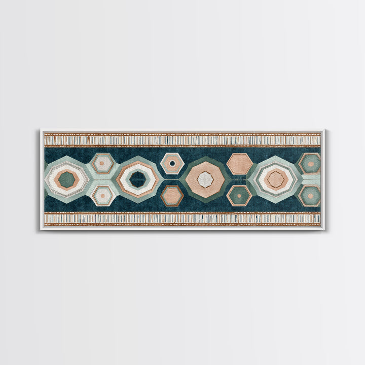 Macrame Geometric Fringe Pattern Framed Canvas Print, Boho Art, Contemporary Art, Living Room Decor, Abstract Art, Bohemian, BOH-3x1-23