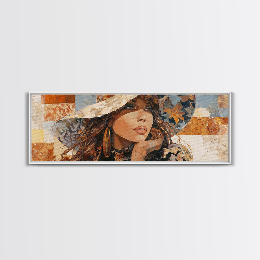 Desert Woman Portrait Canvas Print, Boho Art, Home Decor, Living Room Decor, Fine Art, Bohemian, Artwork, Wallart, Art Nouveau, BOH-3x1-31