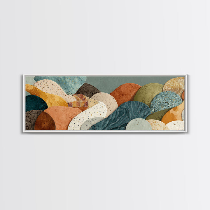 Abstract Clay Shapes Framed Canvas Print, Boho Art, Gallery Decor, Living Room Decor, Abstract Art, Bohemian, Home Decor, BOH-3x1-32