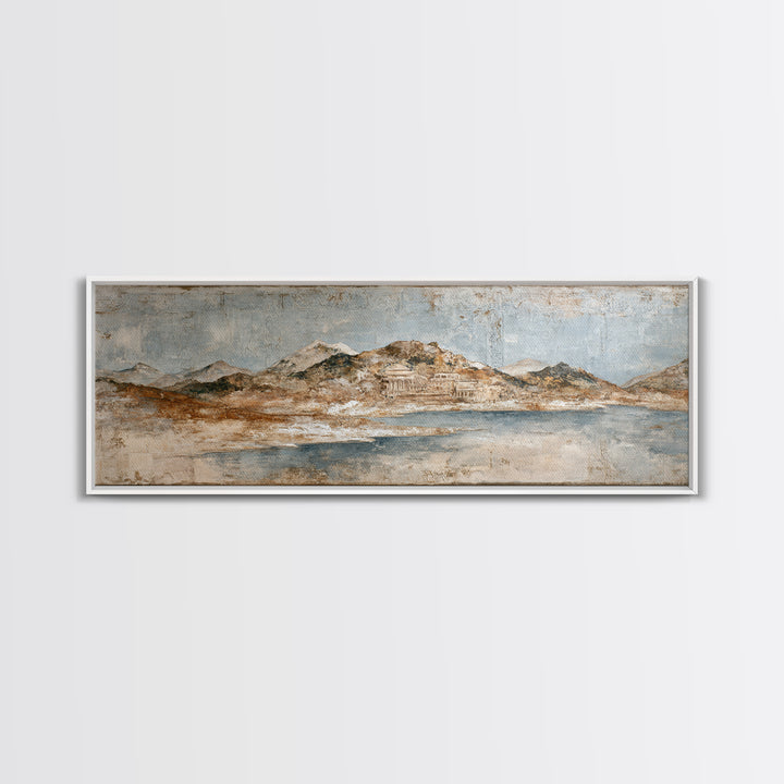 Earth Tone Mountain and River Abstraction Canvas Print, Boho Art, Canvas Art, Living Room Decor, Bohemian, Wall Art Set, BOH-3x1-75