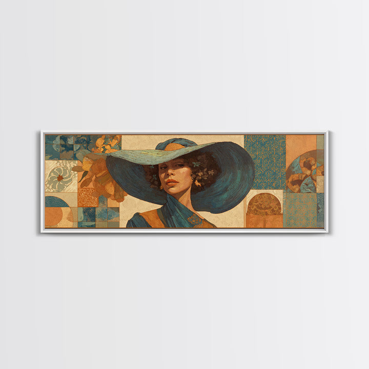Desert Woman Portrait Framed Canvas Print, Boho Art, Digital Print, Living Room Decor, Oil Painting, Bohemian, Gallery Decor, BOH-3x1-79