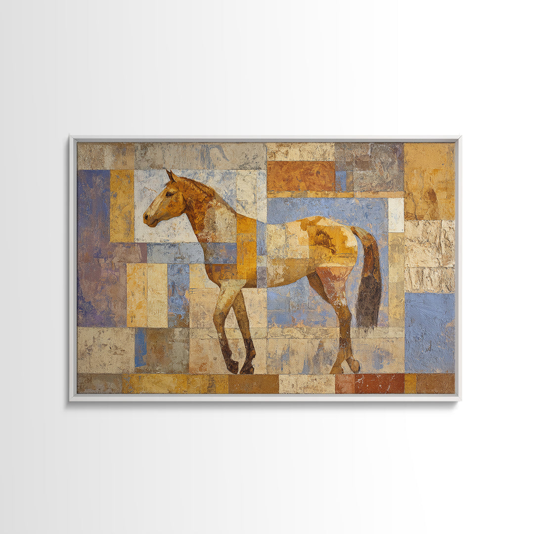 Wild Horse in Dusty Golden Light Canvas Print, Boho Art, Neutral Decor, Living Room Decor, Fine Art, Bohemian, Wall Decor, BOH-3x2-12