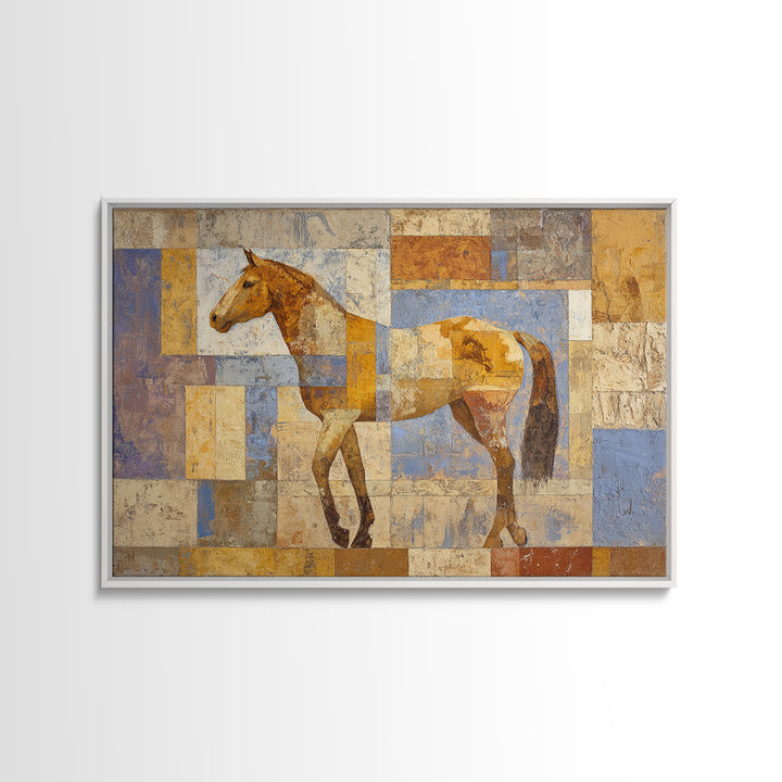 Wild Horse in Dusty Golden Light Canvas Print, Boho Art, Neutral Decor, Living Room Decor, Fine Art, Bohemian, Wall Decor, BOH-3x2-12