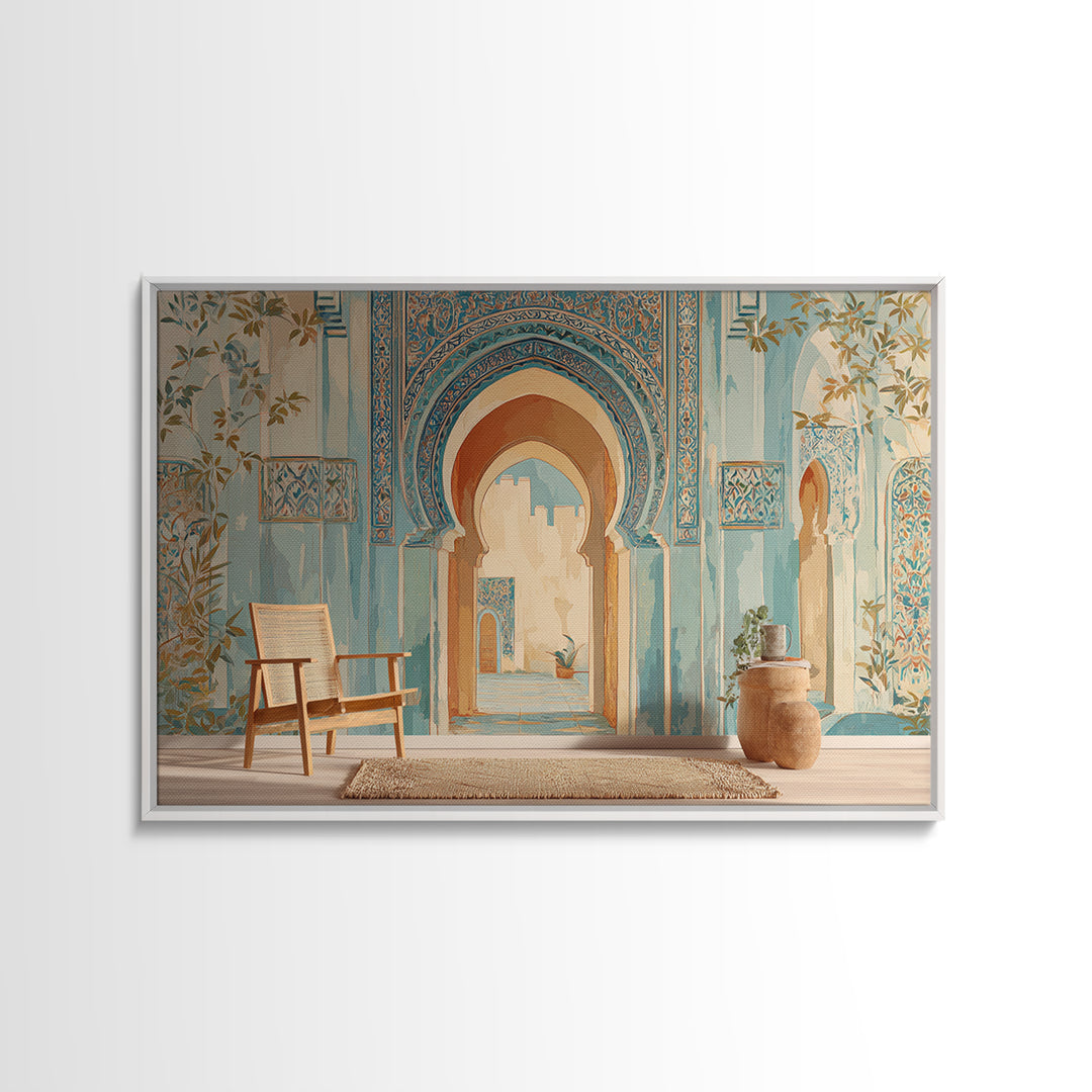 Hand Painted Moroccan Arch Framed Canvas Print, Boho Art, Room Decor, Living Room Decor, Fine Art, Bohemian, Printable, BOH-3x2-23