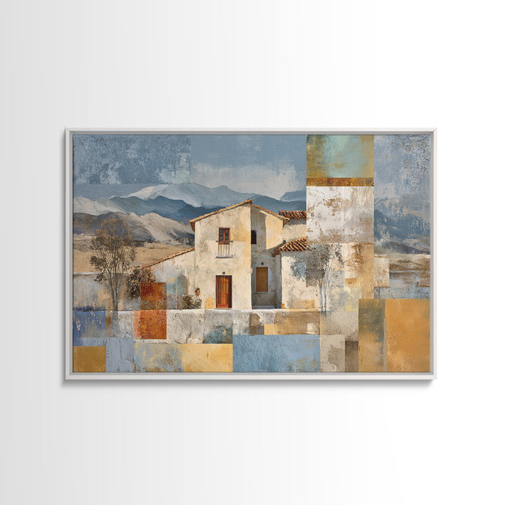 Organic Shape Collage Framed Canvas Print, Boho Art, Wall Art Set, Living Room Decor, Abstract Art, Bohemian, Home Decor, BOH-3x2-28