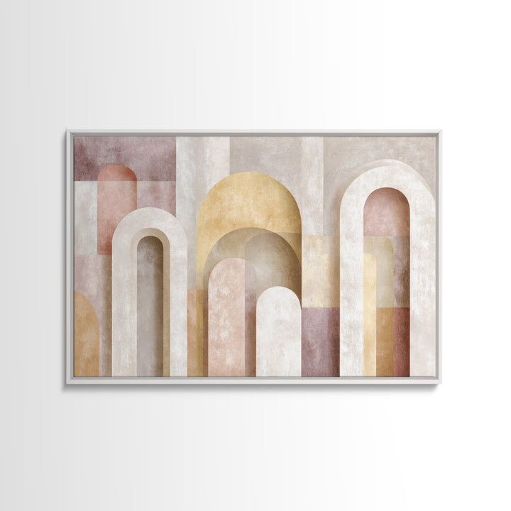 Neutral Rainbow Arches Framed Canvas Print, Boho Art, Wall Decor, Living Room Decor, Abstract Art, Bohemian, Art Nouveau, BOH-3x2-31