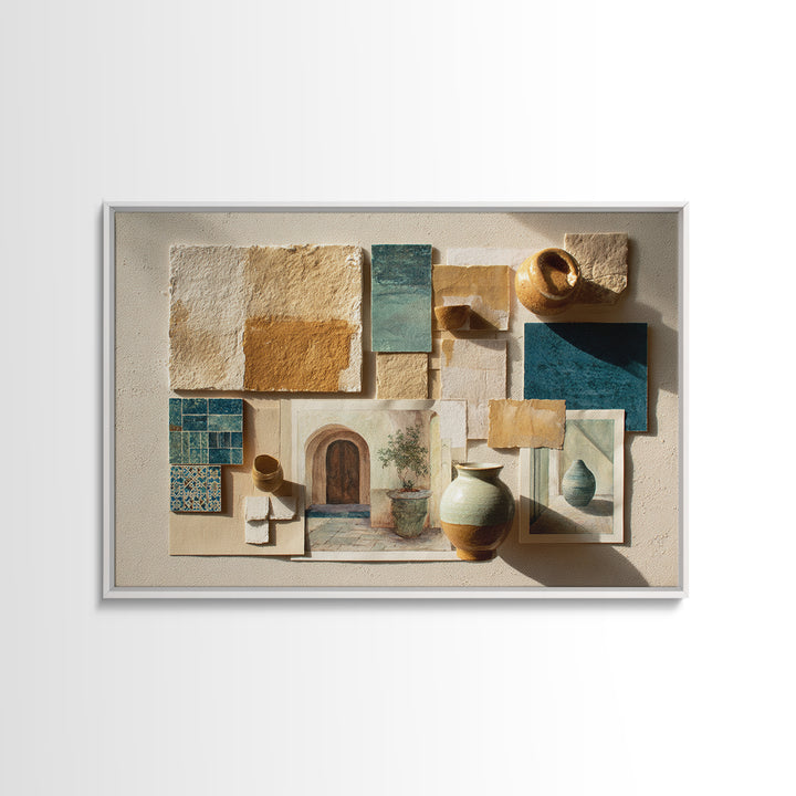 Organic Shape Collage Canvas Print, Boho Art, Wall Art Print, Living Room Decor, Abstract Art, Bohemian, Luxury Decor, BOH-3x2-4