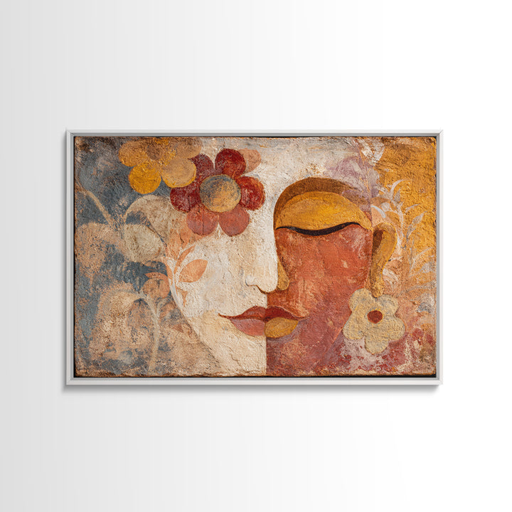 Abstract Female Face Canvas Print, Boho Art, Art Print, Living Room Decor, Watercolor Art, Bohemian, Printable Art, BOH-3x2-56