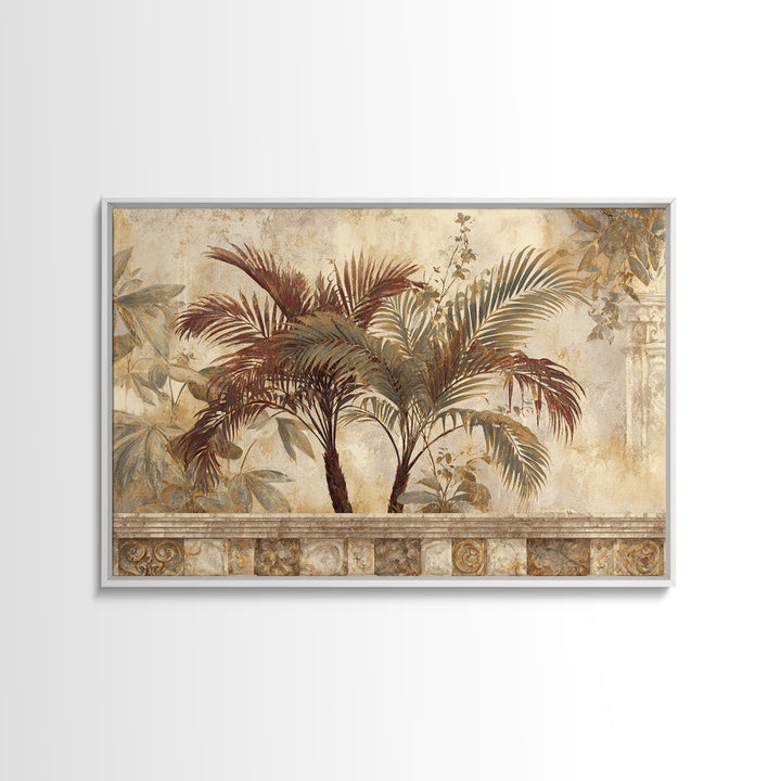 Terracotta Palm Leaves Framed Canvas Print, Boho Art, Contemporary Art, Living Room Decor, Fine Art, Bohemian, Art Deco, BOH-3x2-81