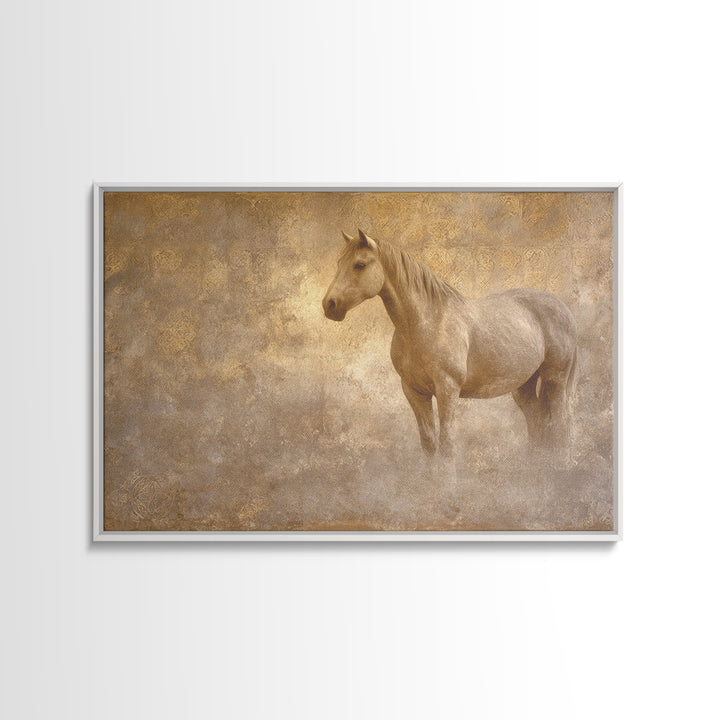 Wild Horse in Dusty Golden Light Canvas Print, Boho Art, Art Deco, Living Room Decor, Fine Art, Bohemian, Modern Wall Art, BOH-3x2-84
