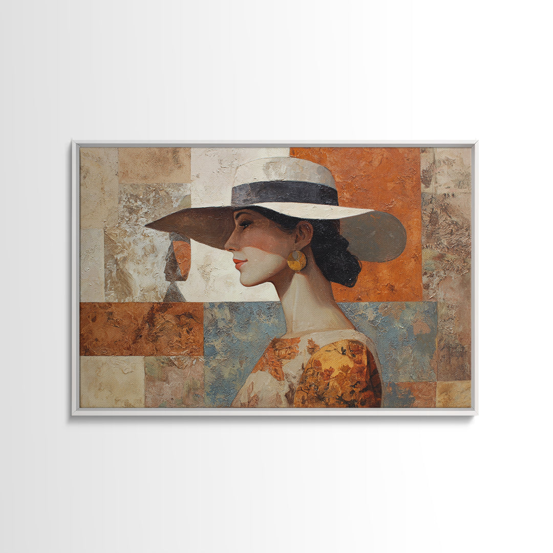 Desert Woman Portrait Framed Canvas Print, Boho Art, Living Room Wall Art, Living Room Decor, Oil Painting, Bohemian, BOH-3x2-91