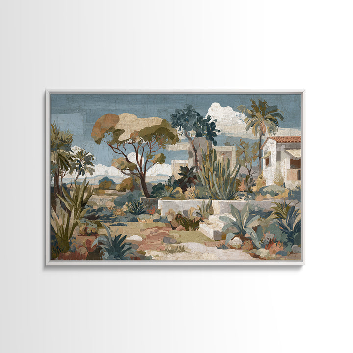 Warm Neutral Cactus Garden Illustration Canvas Print, Boho Art, Neutral Decor, Living Room Decor, Fine Art, Bohemian, BOH-3x2-94