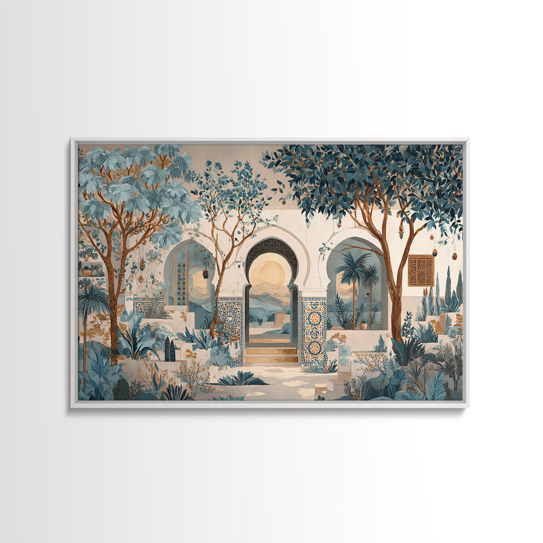 Hand Painted Moroccan Arch Framed Canvas Print, Boho Art, Boho Wall Art, Living Room Decor, Bohemian, Statement Artwork, BOH-3x2-95