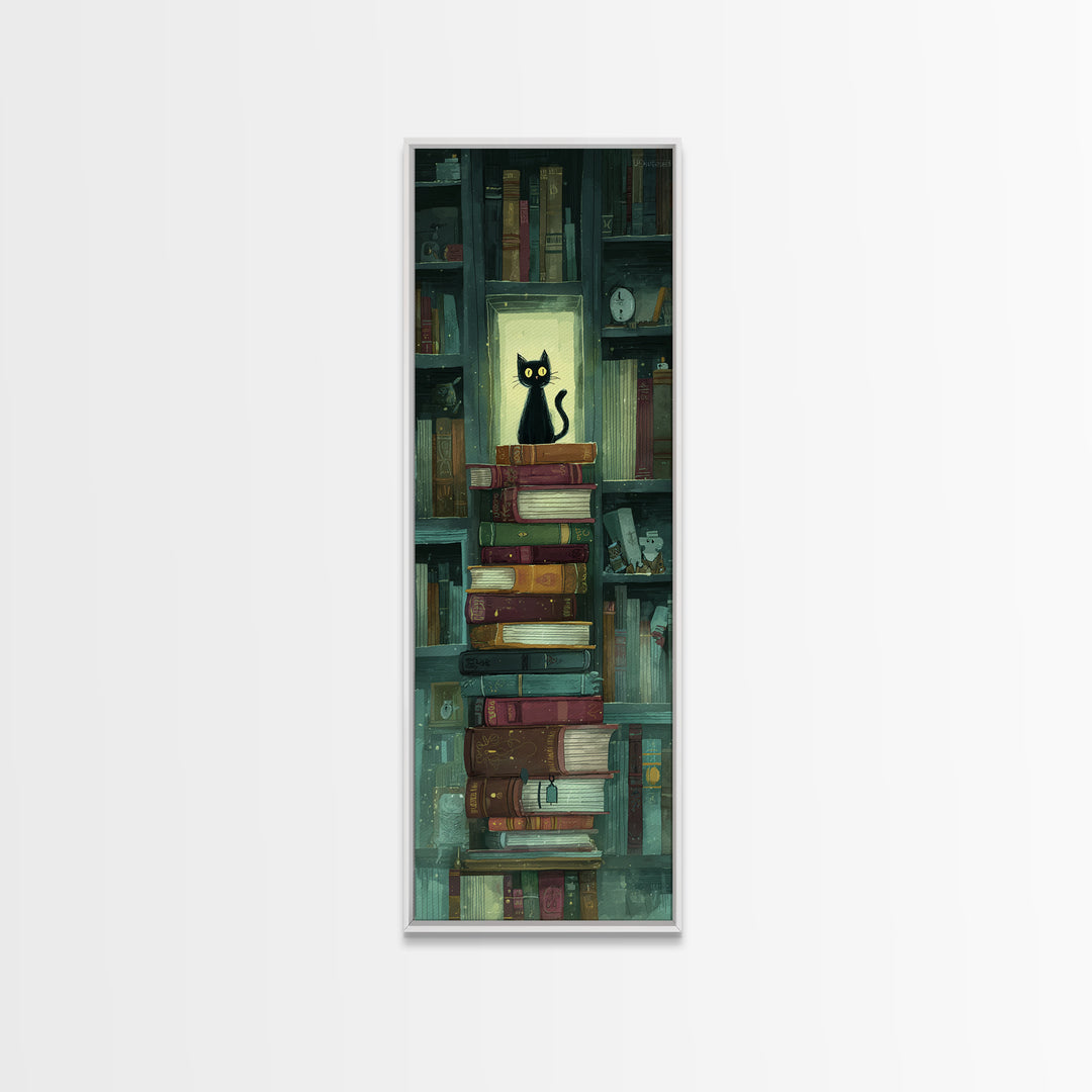 Bookshop Window Cat Canvas Print, Bookstore Art, Printable Wall Art, Bookstore Decor, Fine Art, Literary, Whimsical Art, BOO-1x3-23