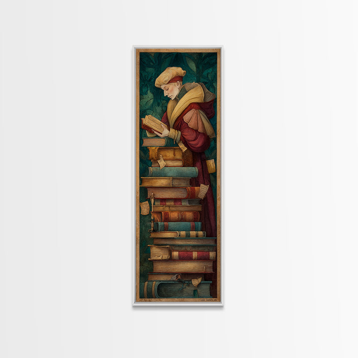 Renaissance Scholar Portrait Canvas Print, Bookstore Art, Home Decor, Bookstore Decor, Fine Art, Literary, Vertical Wall Art, BOO-1x3-35