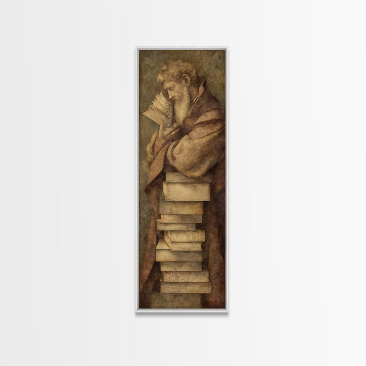 Renaissance Scholar Portrait Canvas Print, Bookstore Art, Bookish Decor, Bookstore Decor, Fine Art, Literary, Urban Wall Art, BOO-1x3-59