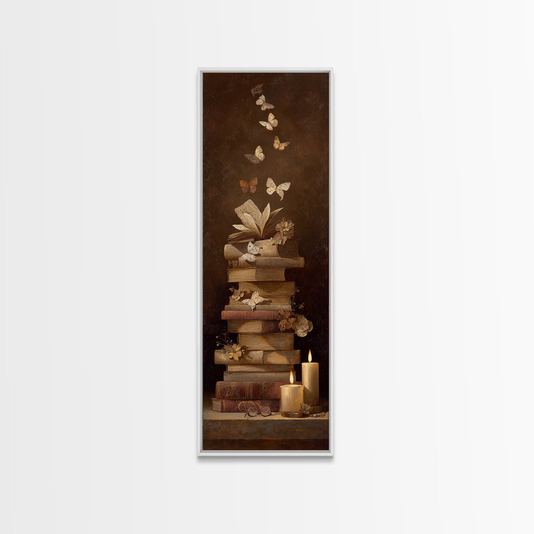 Open Book Releasing Painted Butterflies Canvas Print, Bookstore Art, Whimsical Art, Bookstore Decor, Fine Art, Literary, BOO-1x3-88