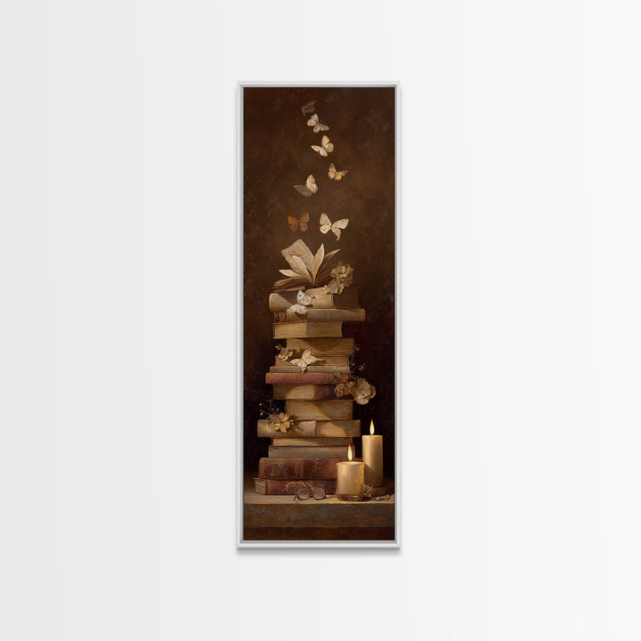 Open Book Releasing Painted Butterflies Canvas Print, Bookstore Art, Whimsical Art, Bookstore Decor, Fine Art, Literary, BOO-1x3-88
