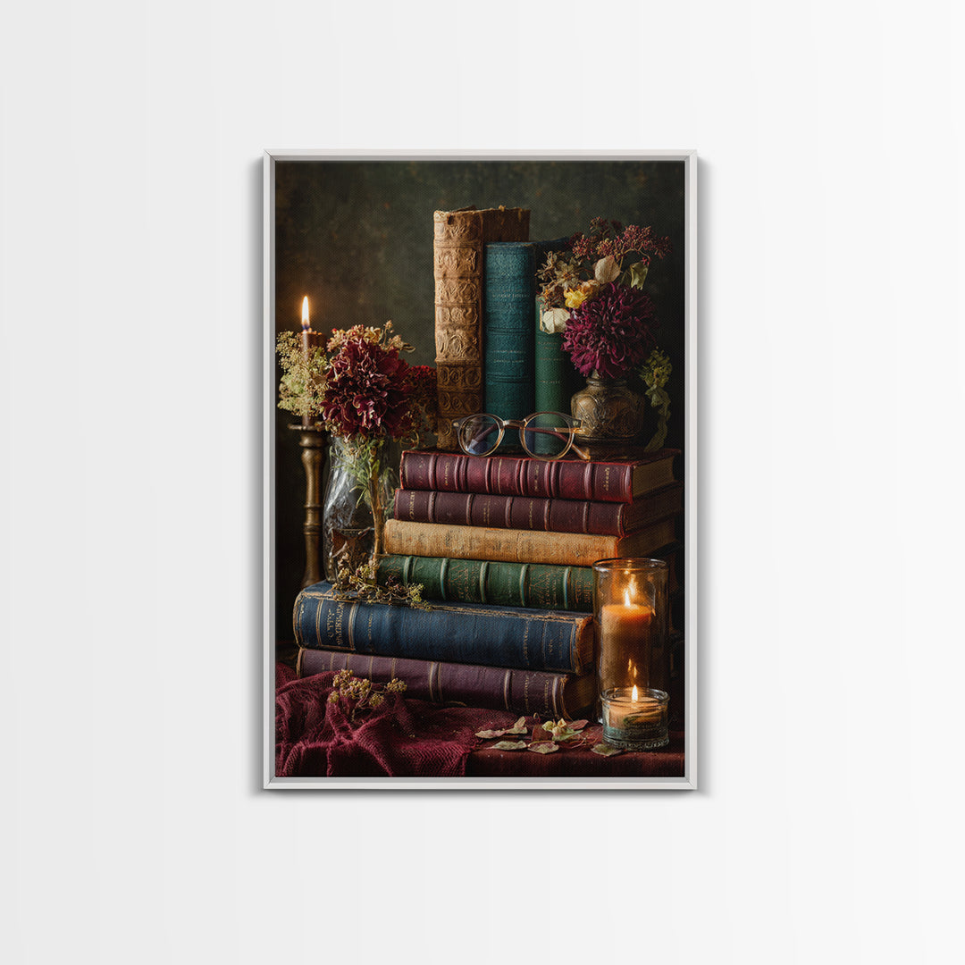 Classic Book Spine Pattern Framed Canvas Print, Bookstore Art, Fine Art Print, Bookstore Decor, Fine Art, Literary, BOO-2x3-4