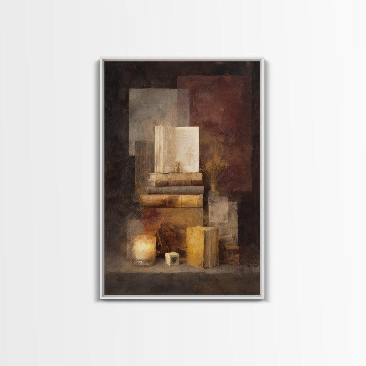 Book Cover Abstract Framed Canvas Print, Bookstore Art, Digital Wall Art, Bookstore Decor, Abstract Art, Literary, Office Art, BOO-2x3-63