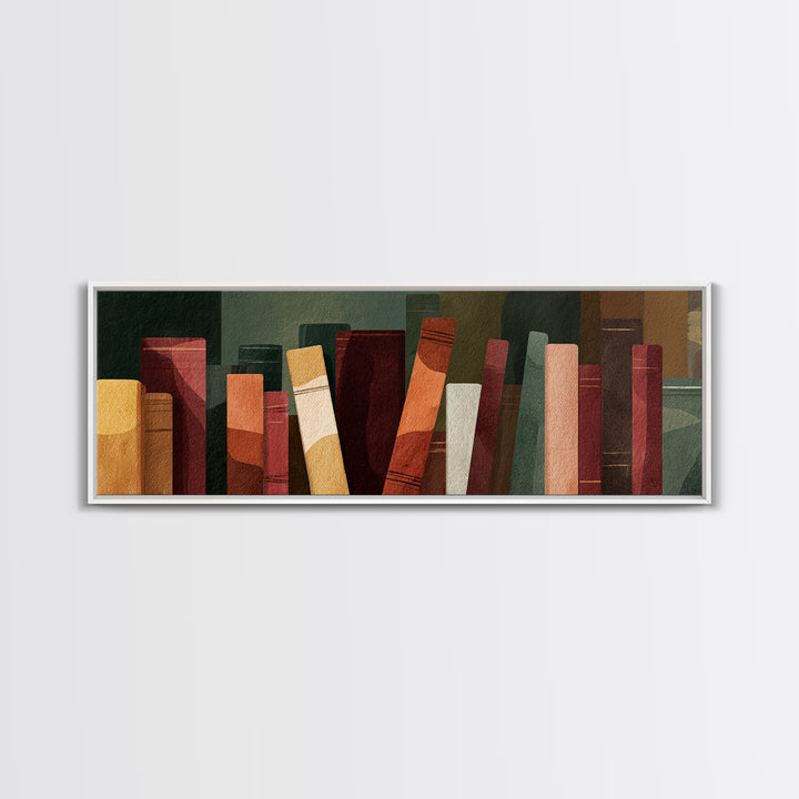 Book Cover Abstract Framed Canvas Print, Bookstore Art, Statement Artwork, Bookstore Decor, Abstract Art, Literary, BOO-3x1-23