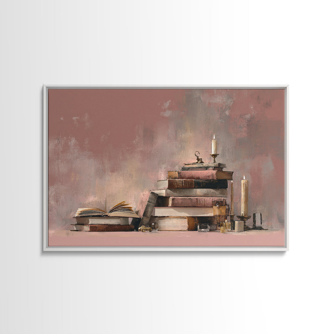 Book Cover Abstract Framed Canvas Print, Bookstore Art, Luxury Decor, Bookstore Decor, Fine Art, Literary, Pink Wall Art, BOO-3x2-59