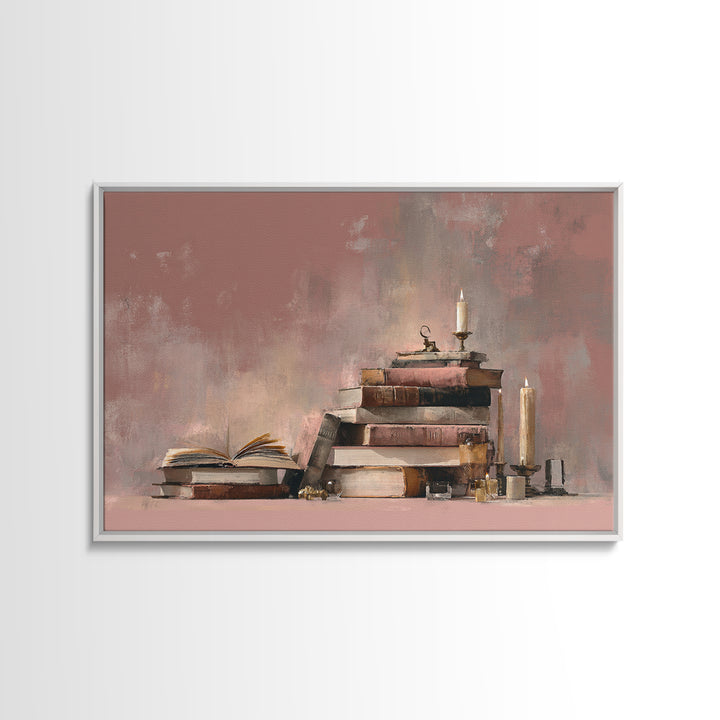 Book Cover Abstract Framed Canvas Print, Bookstore Art, Luxury Decor, Bookstore Decor, Fine Art, Literary, Pink Wall Art, BOO-3x2-59